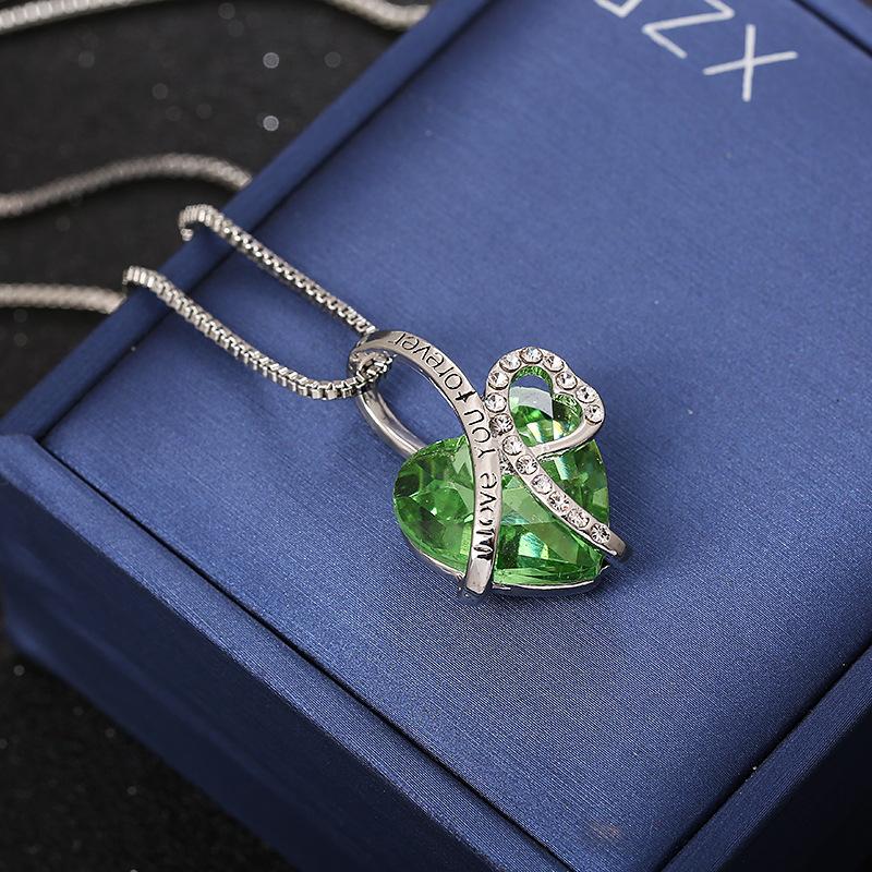 I Love You Forever "Crystal Heart Pendant Necklaces Woman Crystal Choker Necklace
