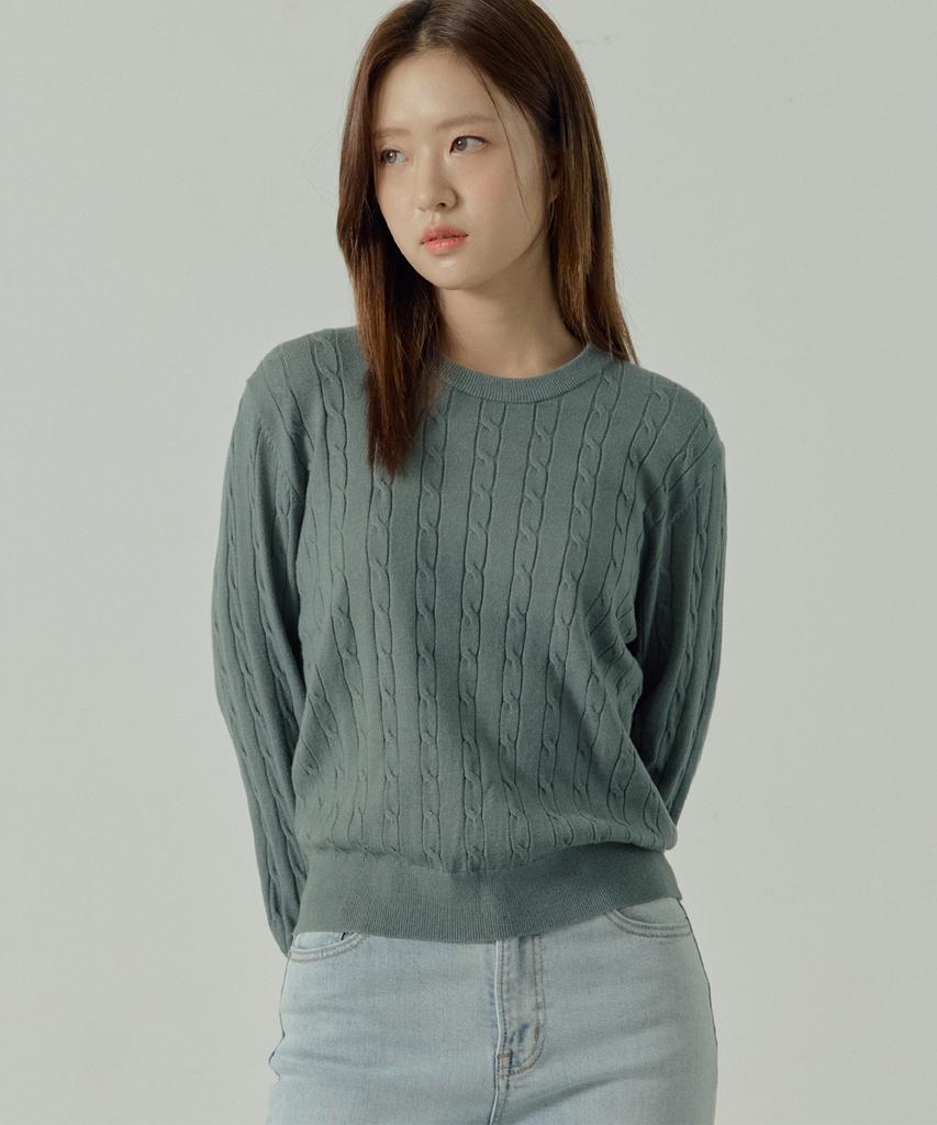 210EDIT Unisex Soft Round Neck Cable Knit [4 Color]_Zz5Sw013