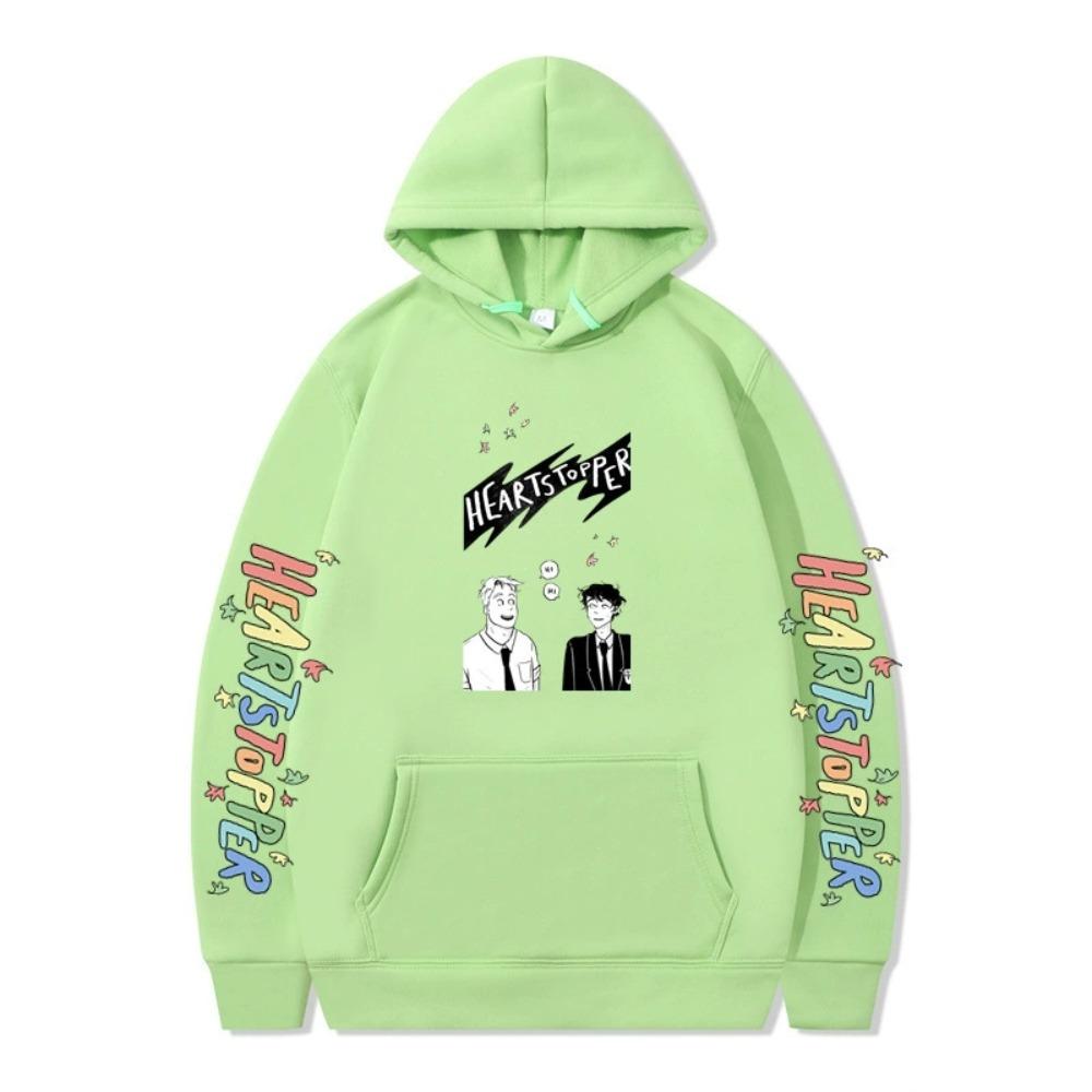 

Heartstopper Anime Hoodie Nick and Charlie Autumn Pullover Fashion Unisex Long Sleeve Casual Streetwear Loose Outdoor Clothes XXS світло-зелений колір