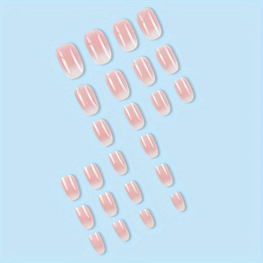 24 Smooth Short Almond Shaped Fake Nails, Pink Gradual Change Nail, Gentle and Sweet Female Fake Nails - Daily Wear