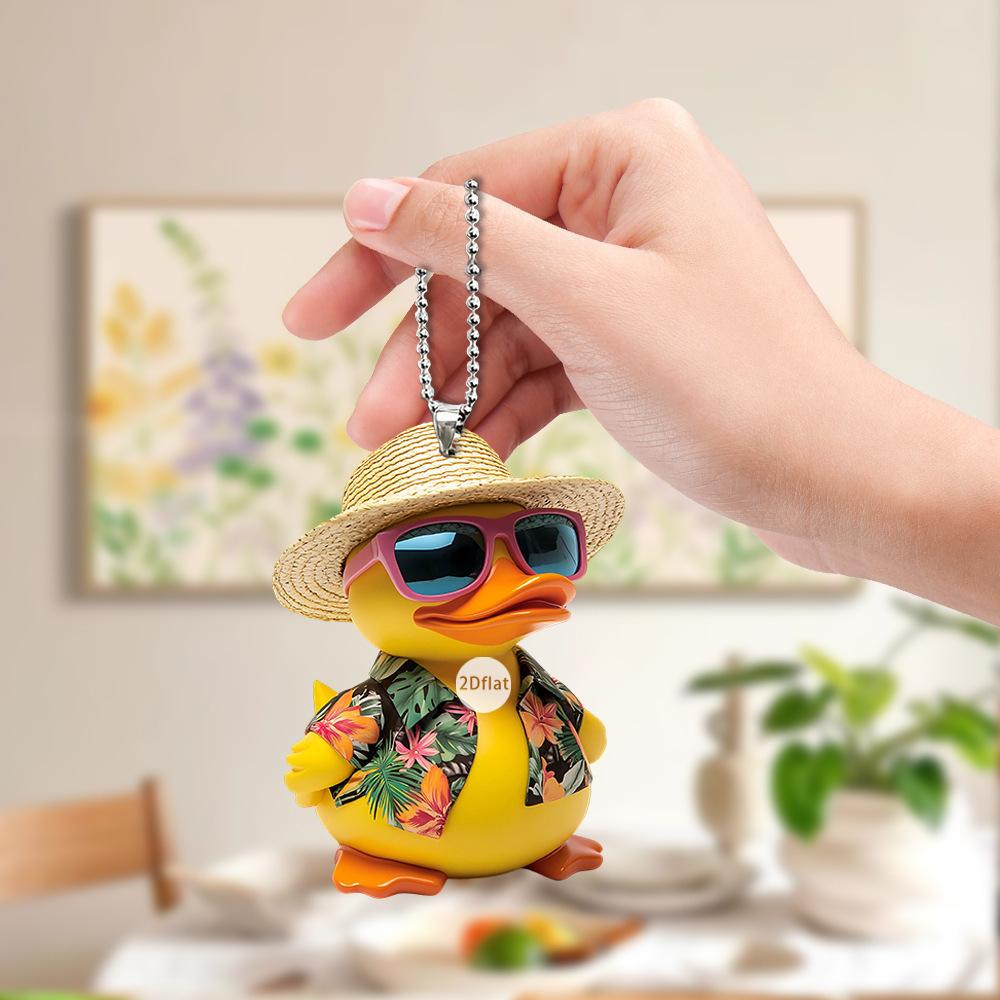 New little duck, black cat, eagle, 2D flat acrylic car rearview mirror pendant, holiday gift decoration