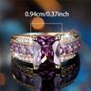 Cute Female Purple Zircon Stone Ring Gold Color Engagement Charm Wedding Jewelry For Women