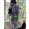 Mohair plaid scarf women's winter Korean version versatile new shawl dual-purpose thickened warm scarf tide