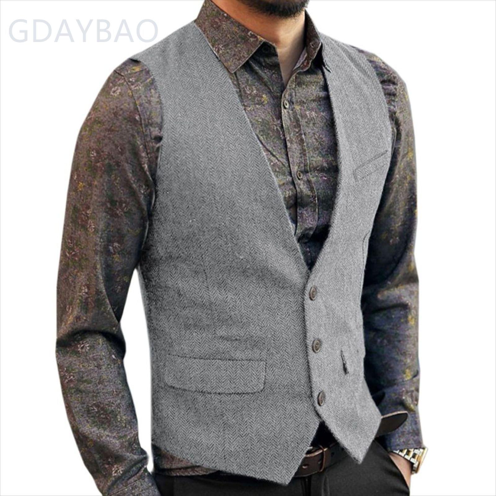 2026 Men s Casual Herringbone Vest - New British Style Double Extra Large
