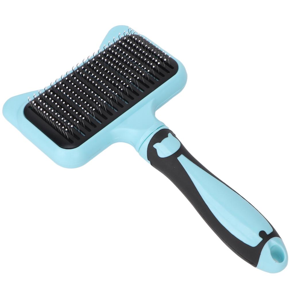 Cat Grooming Brush 140 Degree Curved Teeth Massage Function Pet Self Cleaning Brush with Resin Protection Point Blue