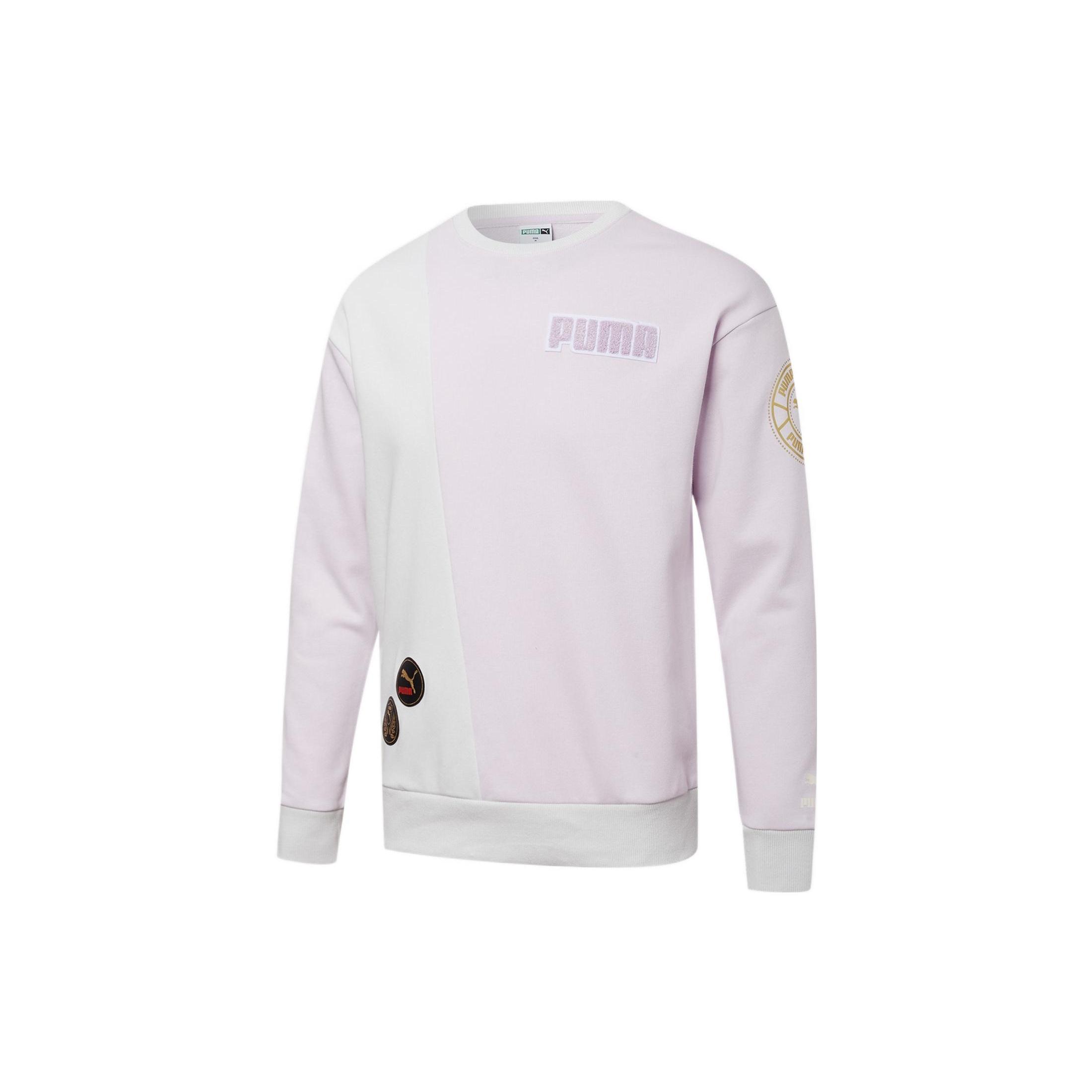 PUMA Mix Badge Long Crew Sweater  Purple  Men s 537008-17 L