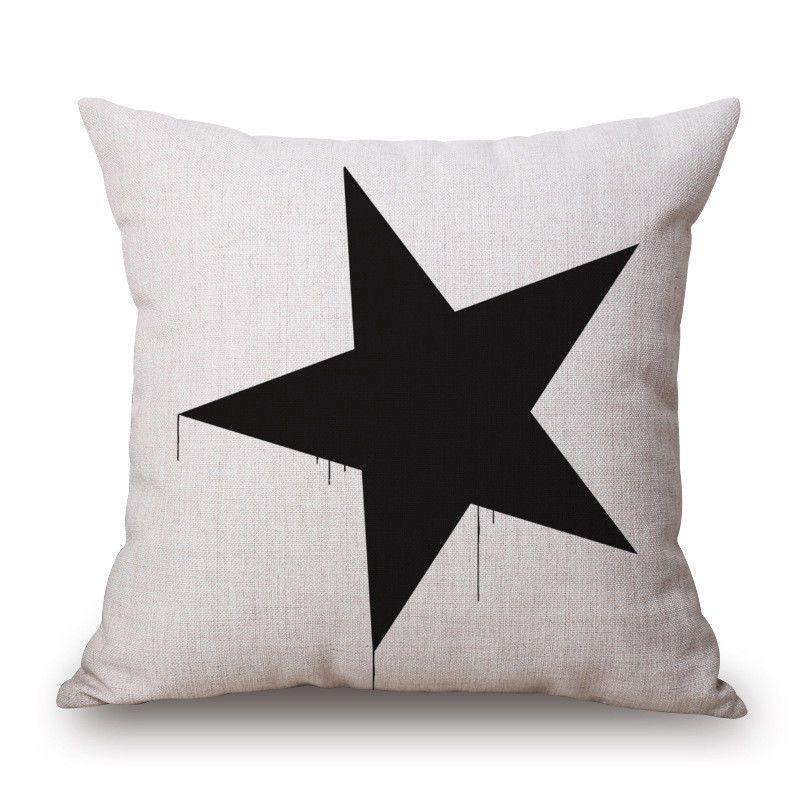 Cover Geometric Cushion Home Sofa Decor Black  White Linen Throw Pillow Case