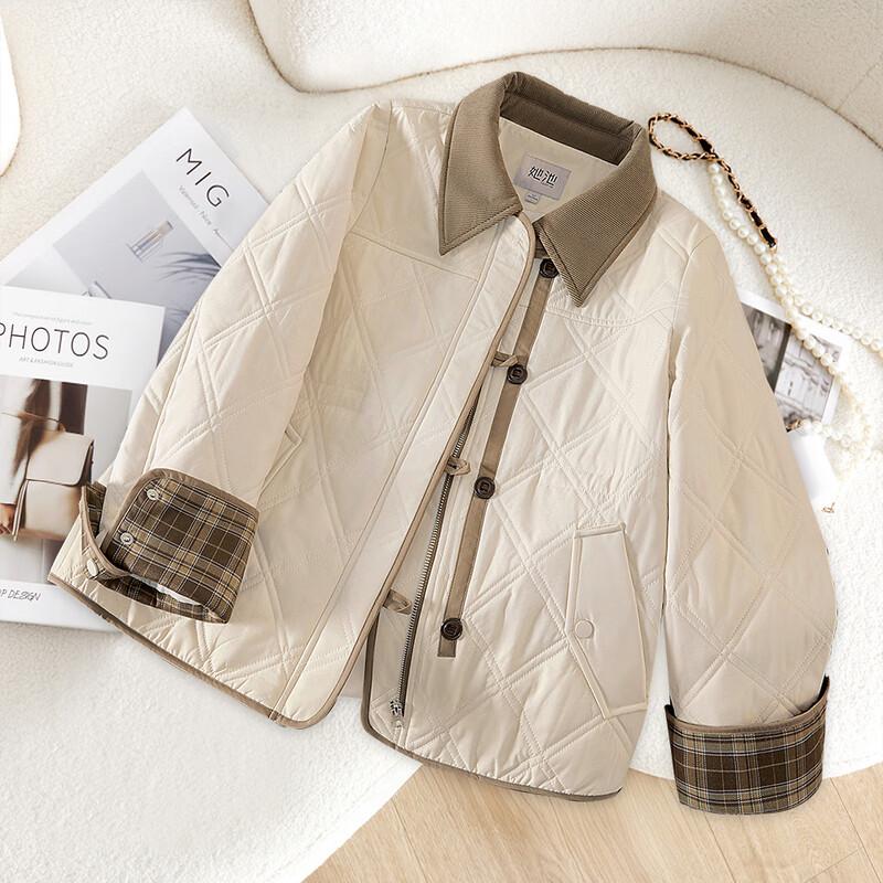 

Женское теплое хлопковое пальто в клетку пэчворк S