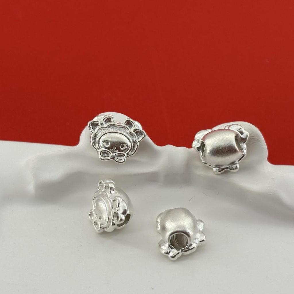 S999 Sterling Silver Hello Kitty, Kuromi, My Melody Spacer Beads for DIY Bracelet Accessories