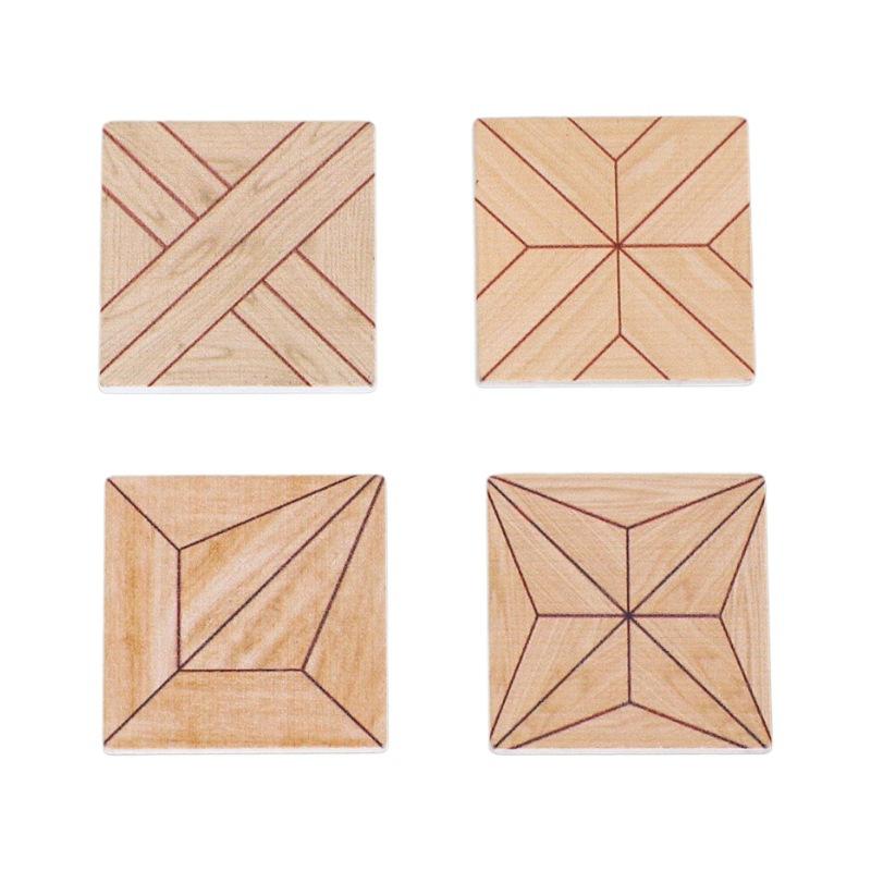 10pcs Miniature Dollhouse Flooring Tiles Vintage Wood Craft DIY Decor Miniature Floor Sheets for Kitchen Living Bedroom