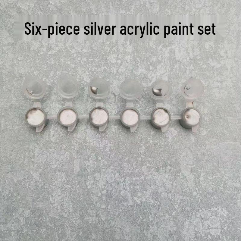 Metallic Acrylic Paint Set (Gold, Silver, Copper) for Clay and Plaster, 3ml, 6-in-1.