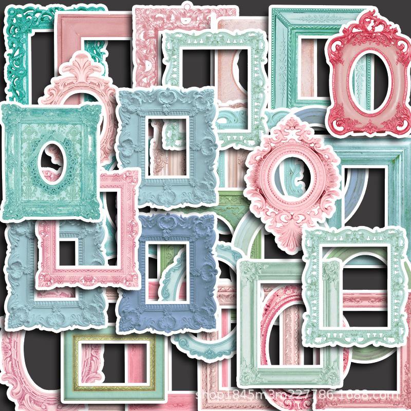 Rococo Retro Photo Frame: 36 Retro Pattern DIY Waterproof Hollow-Out Personality Stickers