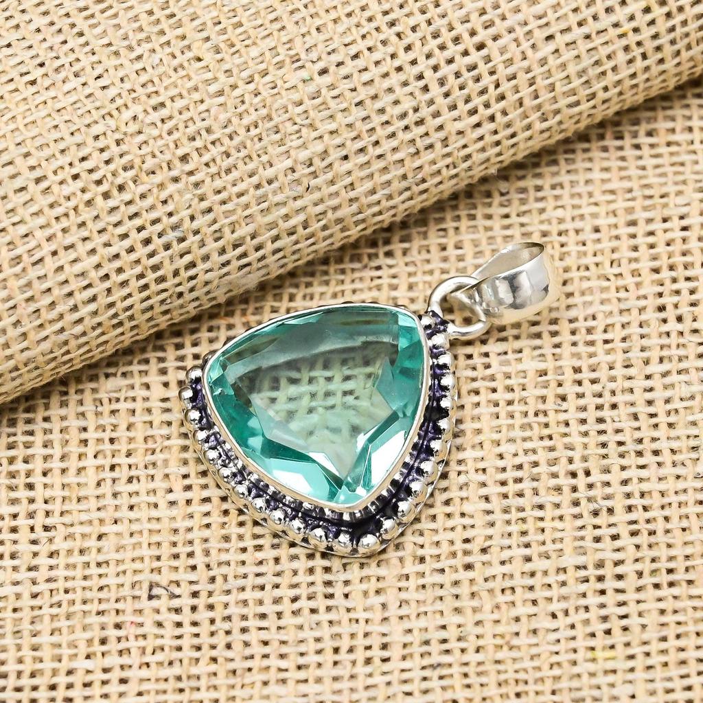 Aqua Apatite Gemstone Jewelry 925 Sterling Silver Jewelry Pendant Necklace Gift for Mother