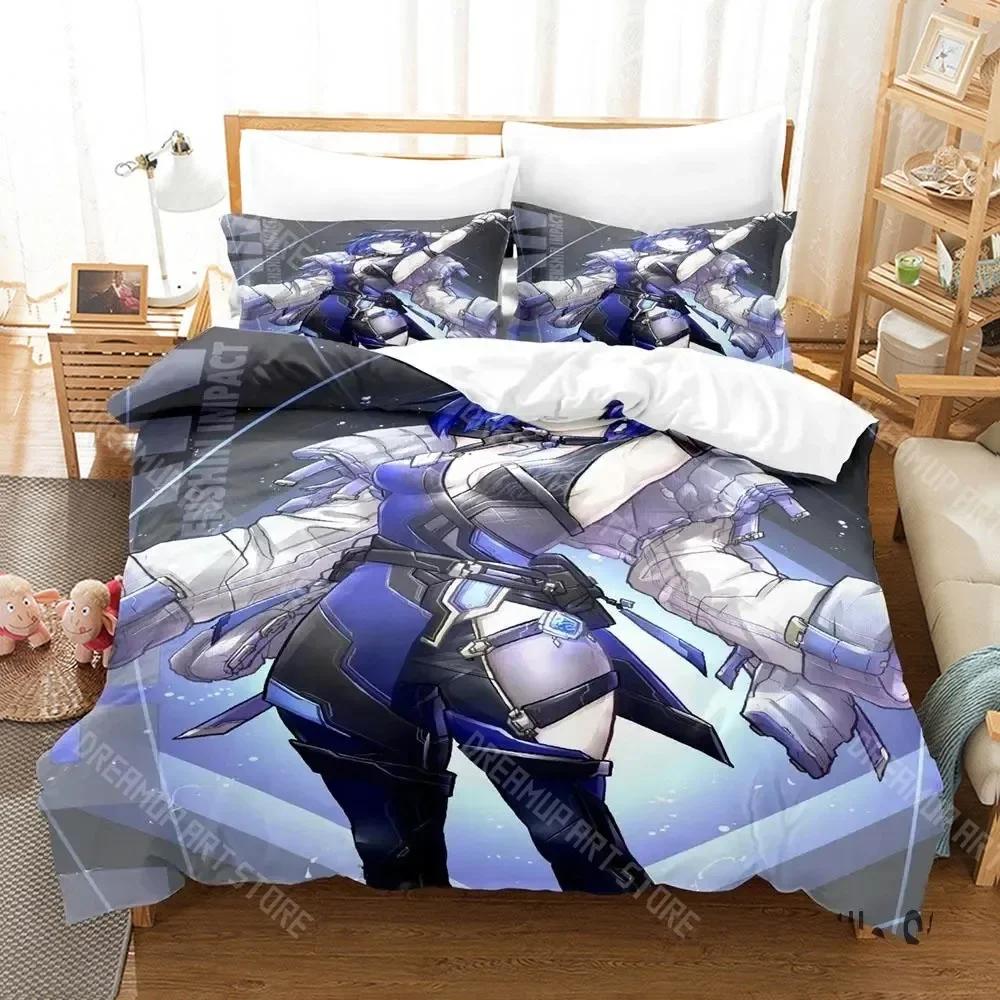 3D Print Anime Game Yelan Genshin Impact Bedding Set Boys Girls Twin Queen King Size Duvet Cover Pillowcase Bed Boys Adult