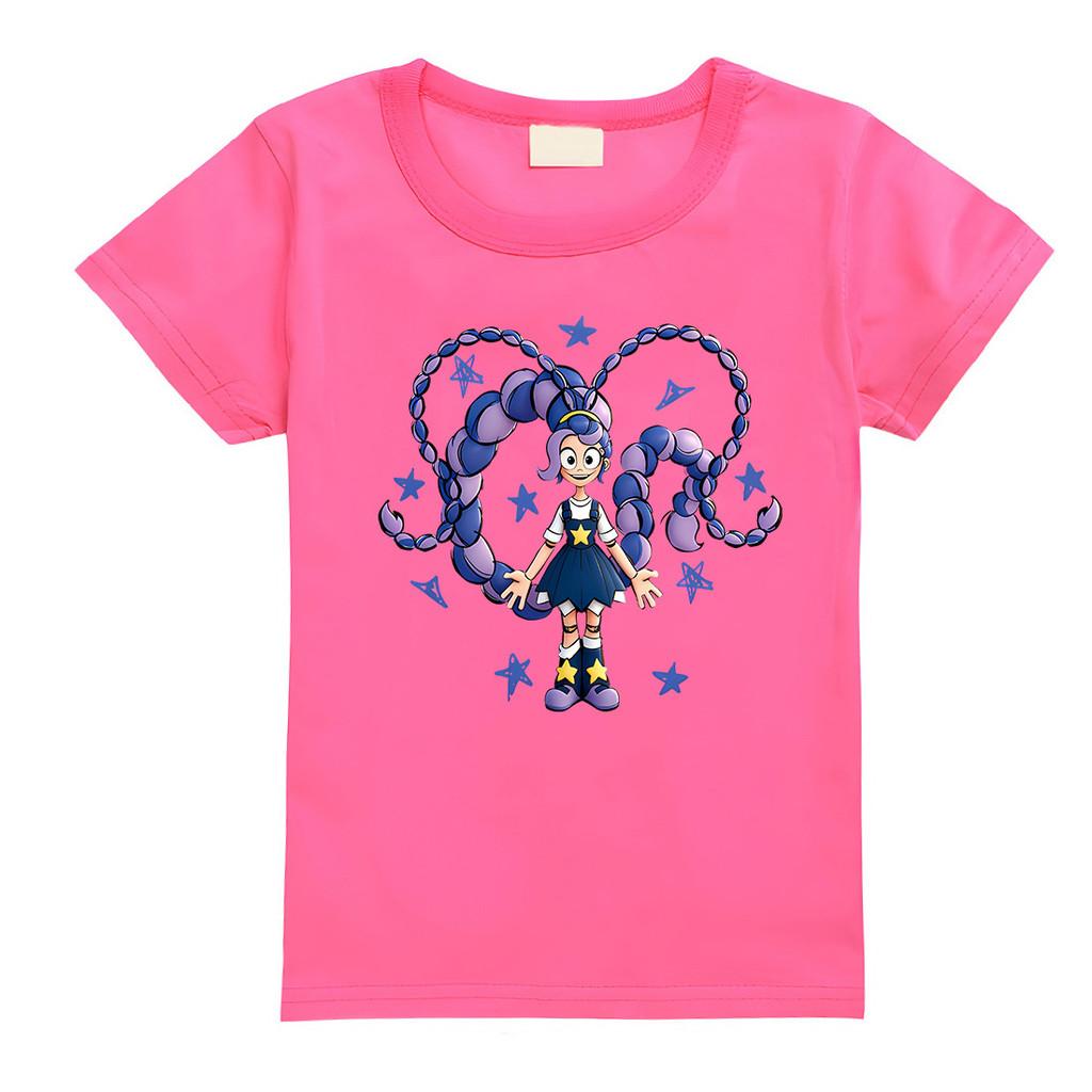 4140 Kids Girls Lily Lovebraids Cartoon Print Short Sleeves Casual T-Shirt