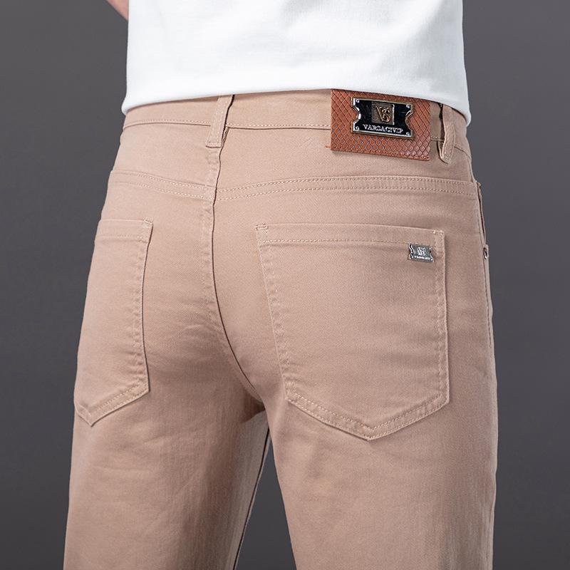 

Европейские Высококачественные Бургундские Джинсы Скинни Облегающего Кроя Мужские Весенне-Летние Уличные 30 (23-inch Waist)