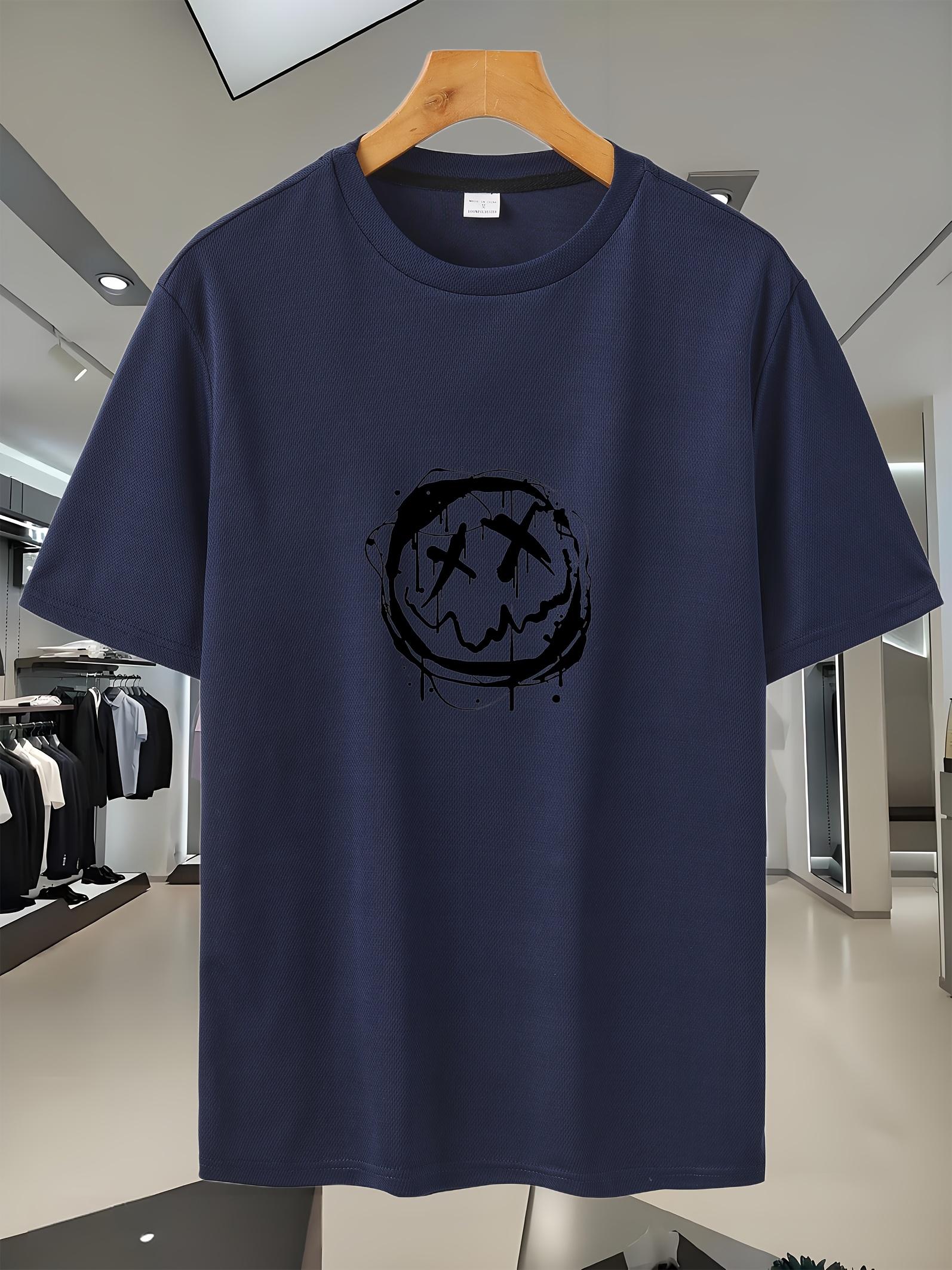 Black Graphic Print Breathable Mesh T-shirt - Sporty Casual Short Sleeve Tee with Round Neck for Gym & Casual Attire XXXL