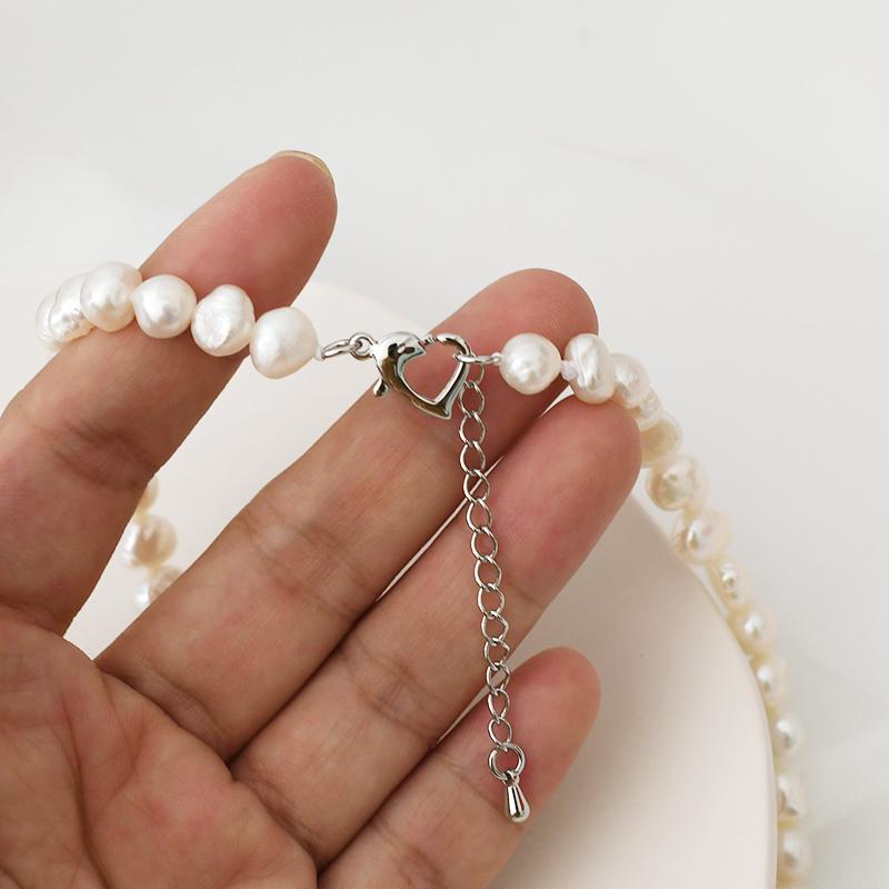 7-8mm Natural Baroque Freshwater Pearl Necklace Classic Fashion Jewelry for Women