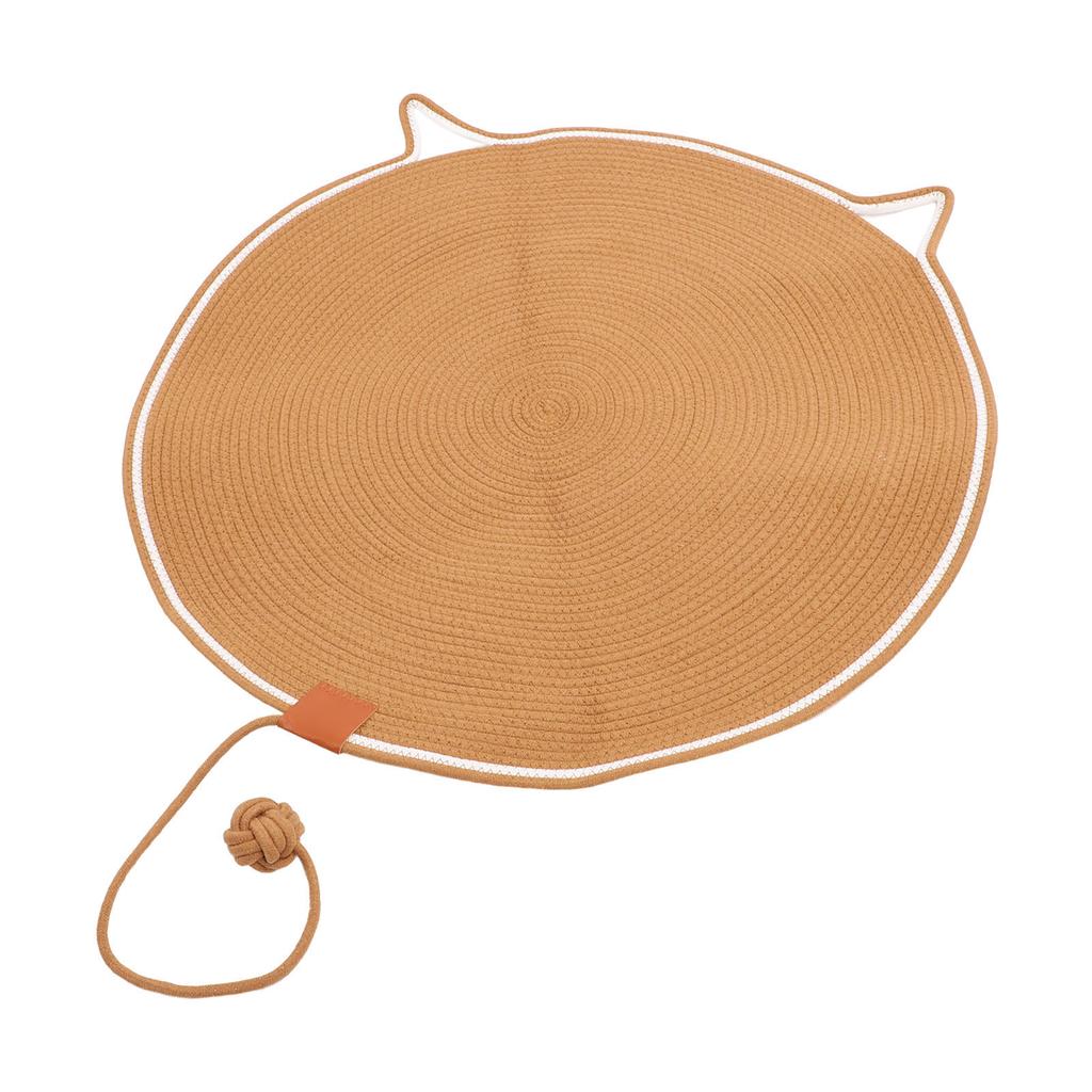 Katzenkratzmatte 80cm Baumwollseil Möbelschutz Robuste Runde Katzenkratzunterlage mit Ballspielzeug