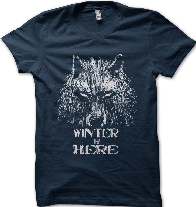 GOT Game Of Thrones inspired WINTER is Here NAVY printed t-shirt 9625 S разноцветный