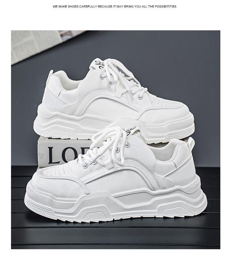 2025 Spring Men's Breathable White Trendy Thick Sole Skate & Casual Dad Shoes