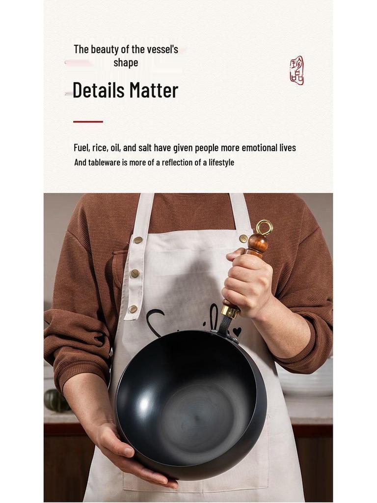 SPUCR Supugu Antihaft-Großer Bauch-Eisenkochtopf & Wok für Induktionsherde