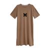New Summer Large-size Women's Clothing Fat Mm Loose Belly Covering Bottom Shirt for Women Looking Slim Long Over-knee T-shirt Dress