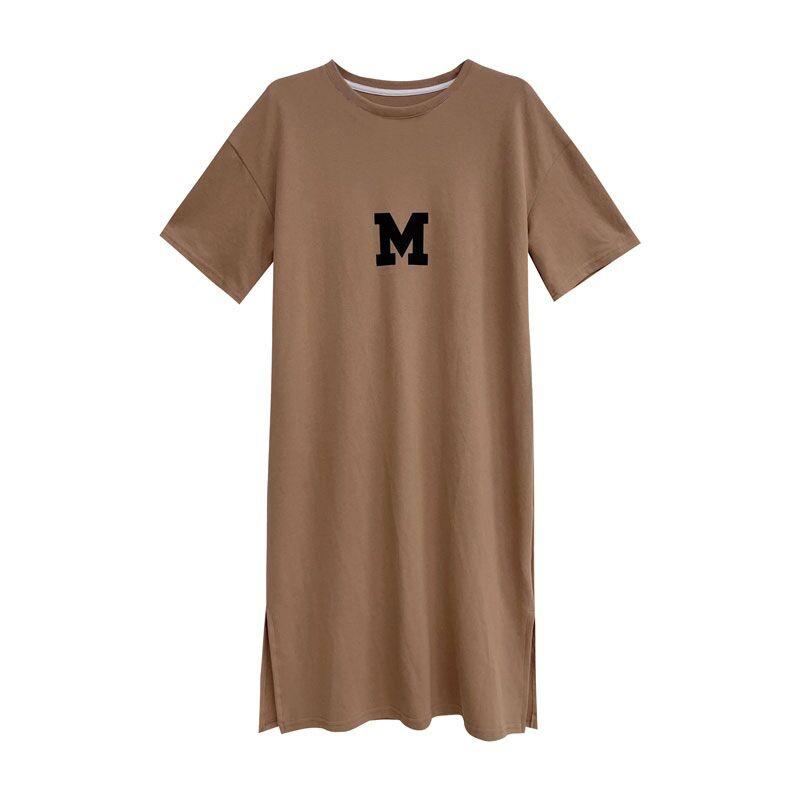 New Summer Large-size Women's Clothing Fat Mm Loose Belly Covering Bottom Shirt for Women Looking Slim Long Over-knee T-shirt Dress