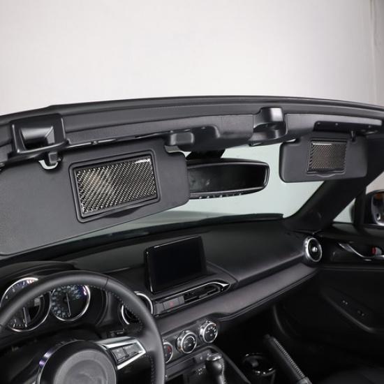 Carbon Fiber Interior Cosmetic Mirror Cover Sticker For Mazda MX-5 Miata 16-23
