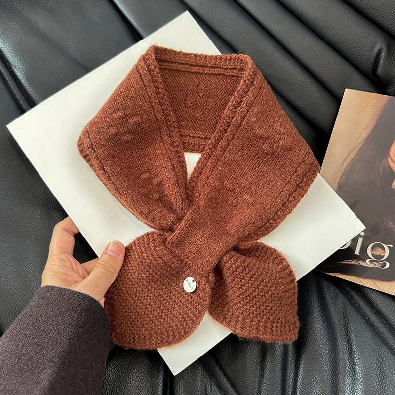 The Cross Knitted Small Scarf Is A New Korean Style for Women's Autumn and Winter. It's Versatile  Warm and Protects The Neck