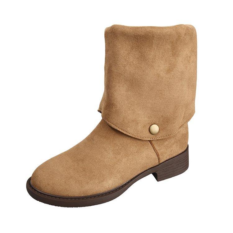 [Ushilai] Western Cowboy Boots Women's Boots 2025 Autumn and Winter New Long Pile Boots Knight Martin Boots