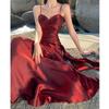Meerjungfrau Ji rote Rüschenkante High-End rotes Kleid Bar-Mizwa Bankettkleid Brustpolster