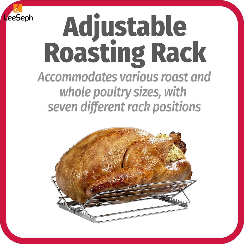 Adjustable Chicken Roasting Rack, Stainless Steel Foldable Turkey Roasting Rack, Grill Rib Rack, for Roasting Steak Ribs Bacon