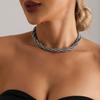 Accessories French Painted Glass Beaded Necklace Braided Neck Chain Light Luxury Textured Clavicle Chain
