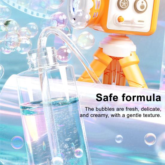 Macchina Sparabolle Elettrica a Forma di Proiettore, Soffiatore Automatico Ricaricabile con Luci Colorate, Bacchetta Doppia Modalità per Feste di Bambini