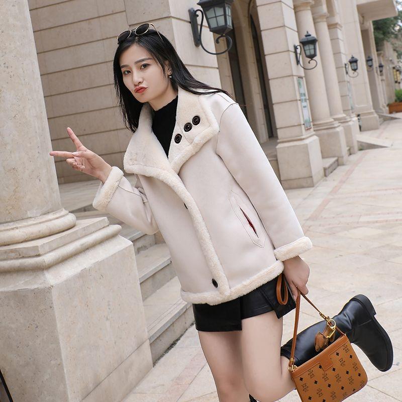 

Женская короткая куртка из искусственной кожи под овчину, осенне-зимняя одежда, новый локомотив, топ из овечьей шерсти 3XL 150-82.5 kg