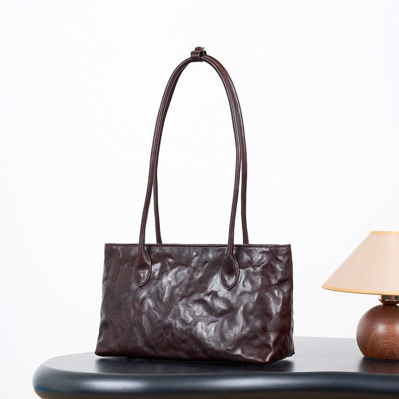 

Women s Handbag Large Capacity Genuine Leather Tote Bag Retro Shoulder Tree Cream Vegetable Tanned Cowhide 35-16-21CM