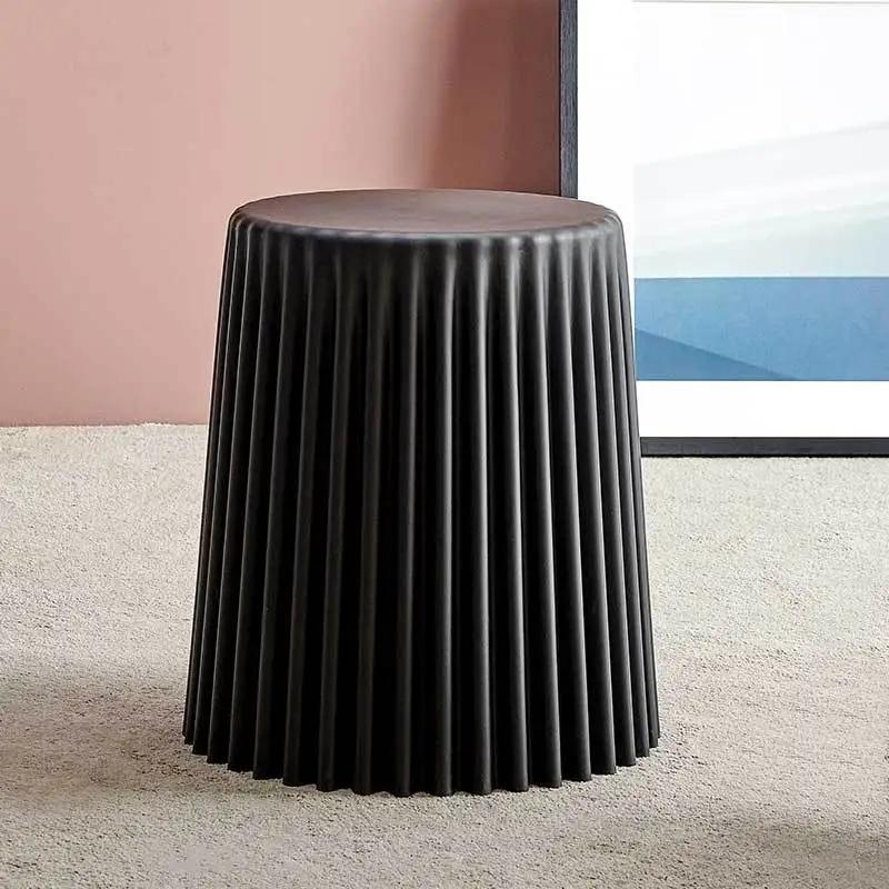 Creative Nordic Plastic Stool Thickened Round Stools for Living Room Fashionable Beautiful Corrugated Bucket Cut Surface Stool