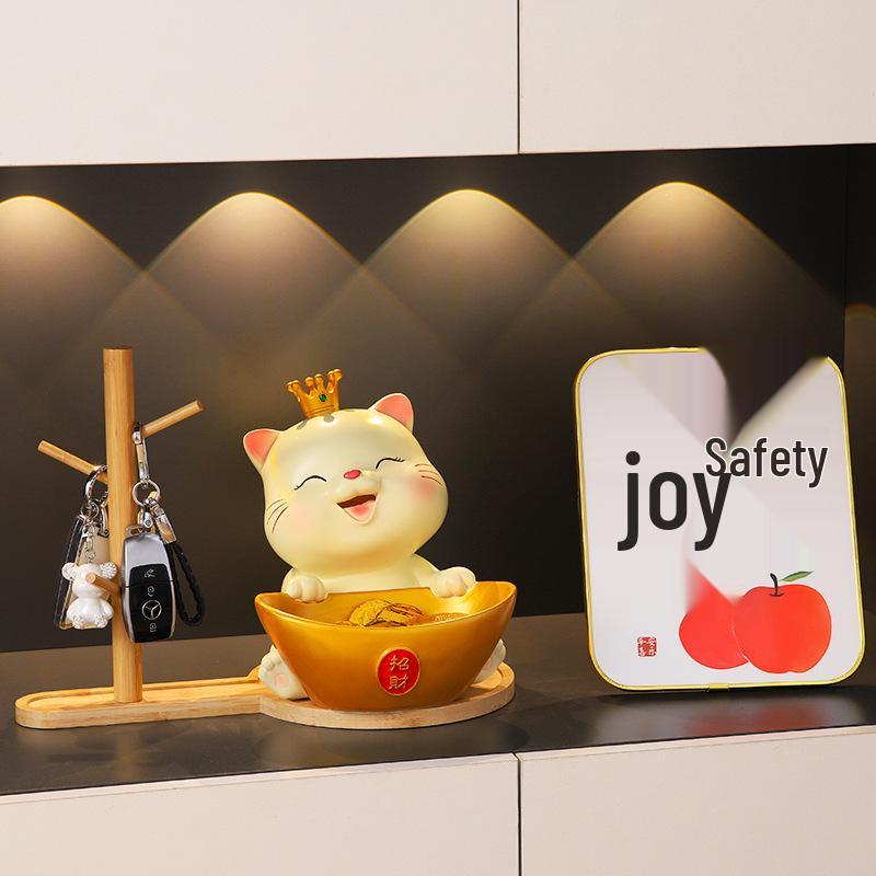 Housewarming Gift: Lucky Cat Key Holder & Shoe Cabinet Ornament for Entryway and Living Room