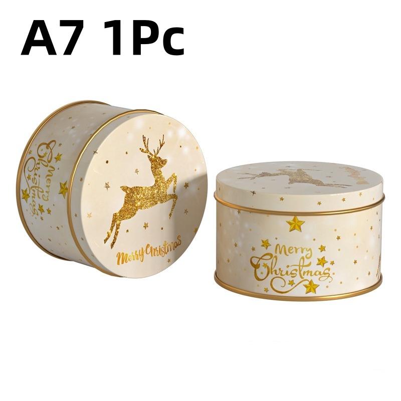 Christmas Tinplate Candy Tin Can Metal Box Cartoon Elk Santa Claus Letter Printed Xmas Candy Cookie Tea Storage Gift Case