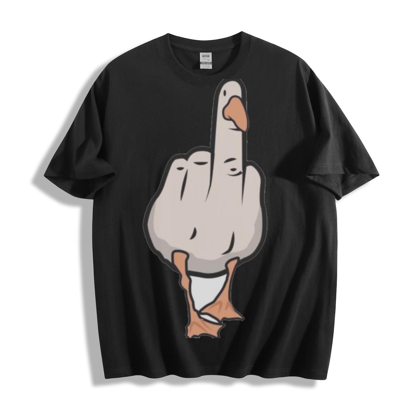 Humorous Goose Gesture Graphic T-Shirt Mens Womens Tees Top XL
