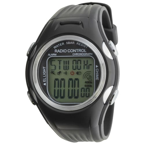 Klefer Men's Digital Watch, Radio-Controlled, Urethane Strap, Black, TE-D254-BK