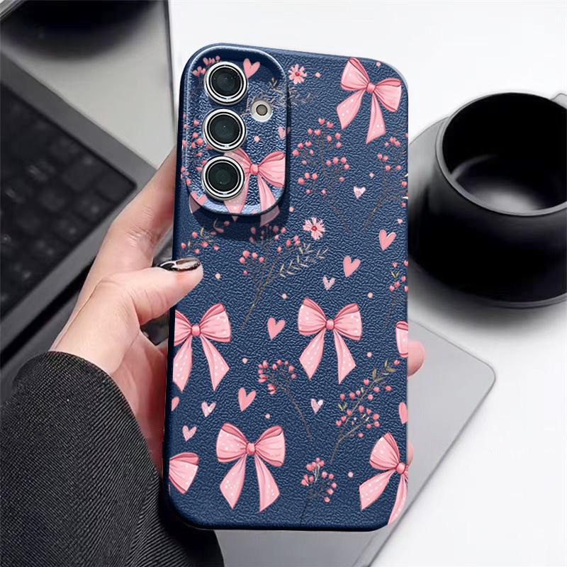 Pink Bowknots Floral Pattern Case For Samsung Galaxy S26 S25 S24 Ultra S23 S22 S21 FE A54 A15 A35 A55 A16 A26 A36 A56 A17 A37 A57 5G Funda