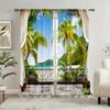 2pcs Tropical Beach Balcony Printed Curtains, Designed for Light Filtering, Quality Material, Ideal for Summer Holiday Home Win