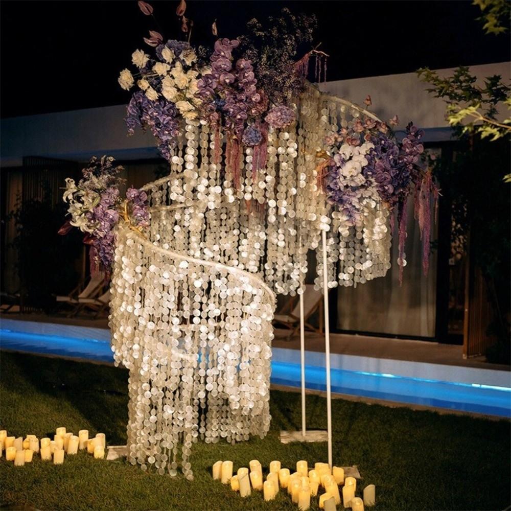 Round DIY Shell Wind Chimes Natural White Shell Pendants New Shell Ornaments Wedding Decor