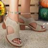 Fashion Summer Solid High Heel Sandals for Women Comfortable Square-Heeled Woman Sandals Adjustable Strap Casual Woman Sandalias