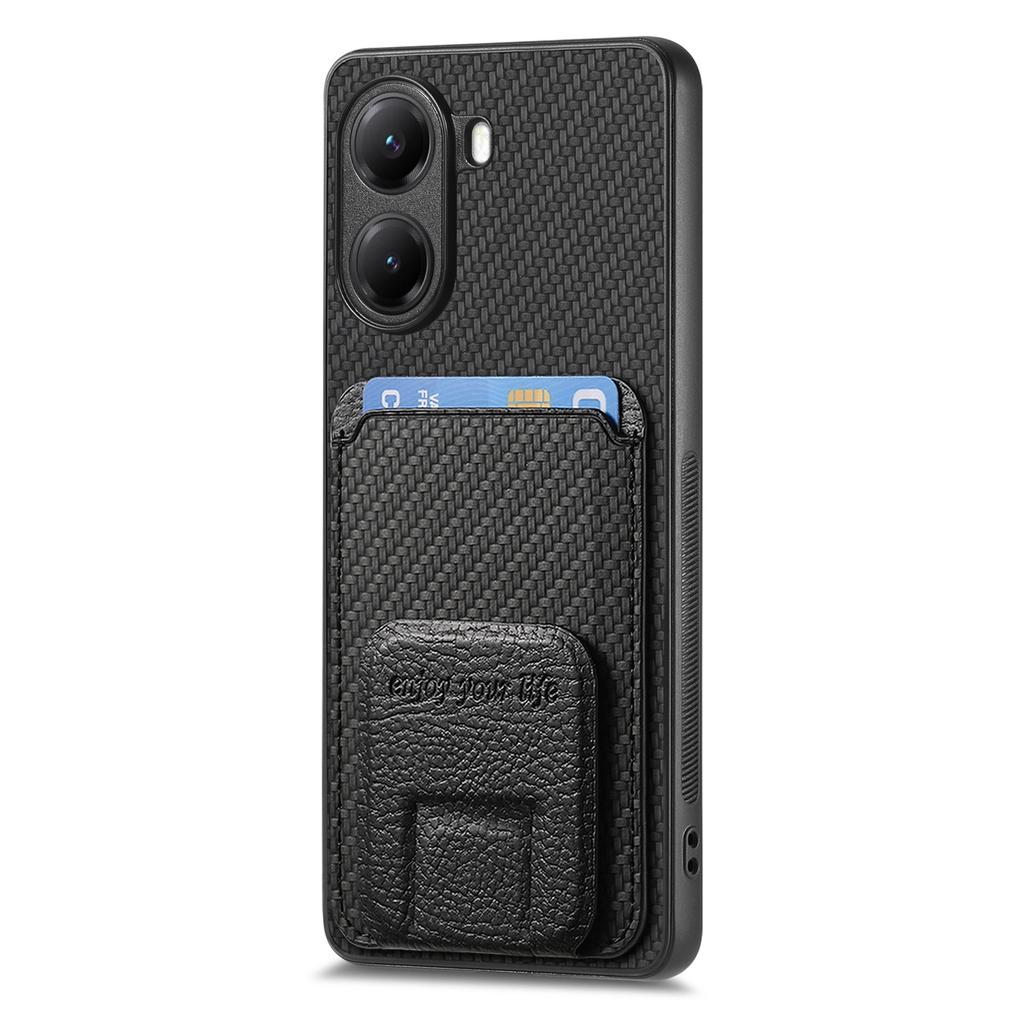 Pro Xiaomi Poco X7 Pro 5G/Xiaomi Redmi Turbo 4 5G Pouzdro Držák na karty Textura karbonových vláken Potah z kůže TPU Kryt na telefon