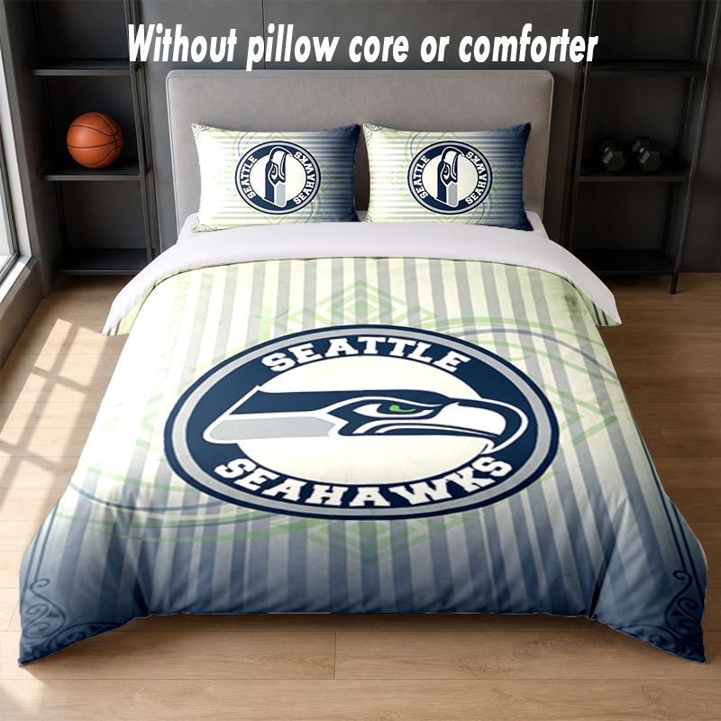 Seattle Seahawks Design Bed Bedding Set 1 Duvet Cover + 2 Pillowcases Soft Breathable Household Bed Linens