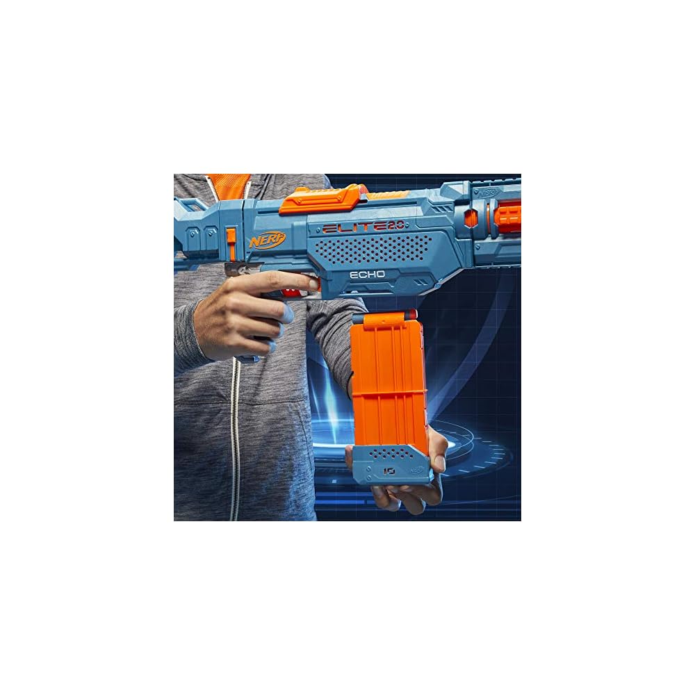 Hasbro Nerf Elite 2.0 Echo CS-10 Manual Blaster with 24 Darts and Clip, Removable Stock and Barrel, Outdoor Toy