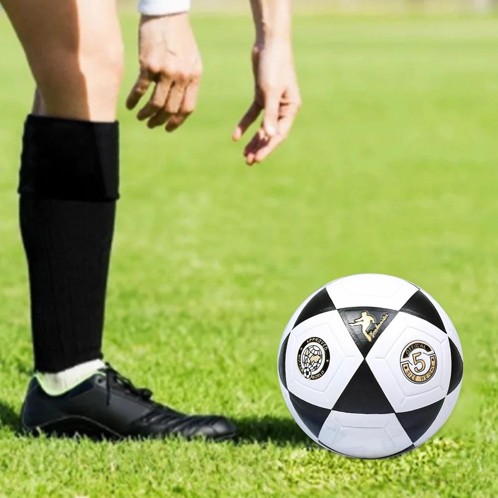 Size 5 Soccer Ball Youth Soccer Ball Machine Stitched School Competition Football Black Triangle Print for Outdoor Sports